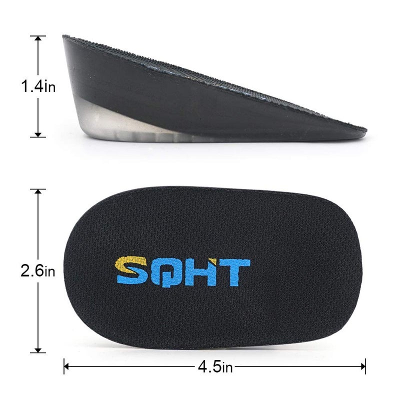 SQHT 's Height Increase Insoles - Gel Shoe Heel Lift Inserts & Pads  Achilles Tendon Cushion Cups for Men and Women (Large (1.4 "" Height)) Black - Image 5